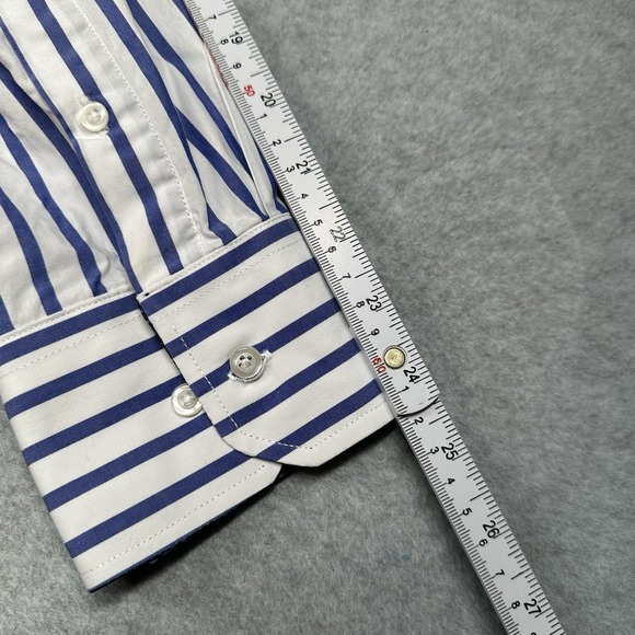 Bristol & Bull Striped Dress Shirt XL 17-17.5 34/35 (XL) Blue White Cotton - Picture 6 of 9